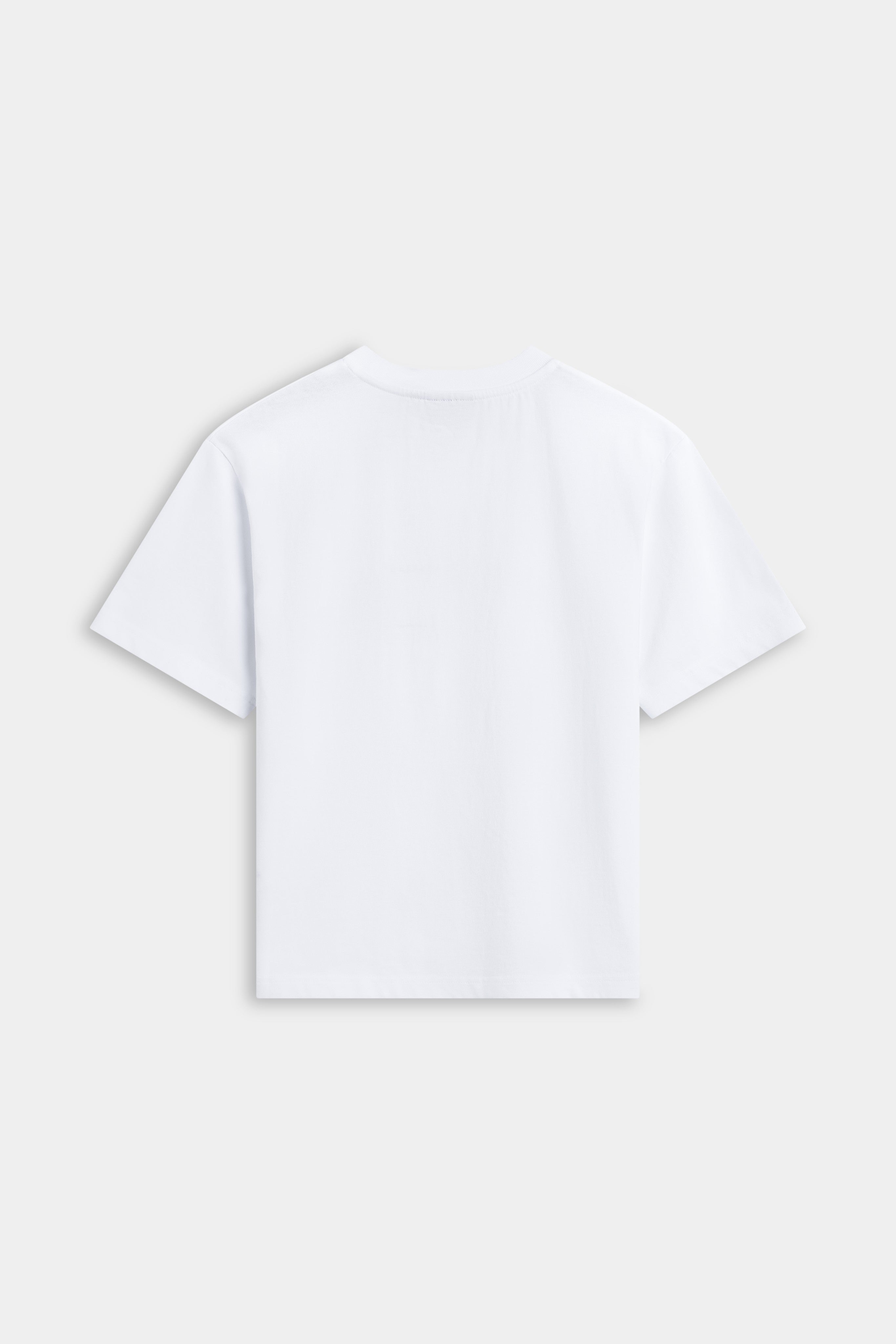 Back view of the white CASPARA CS Signature T-shirt on a plain background.